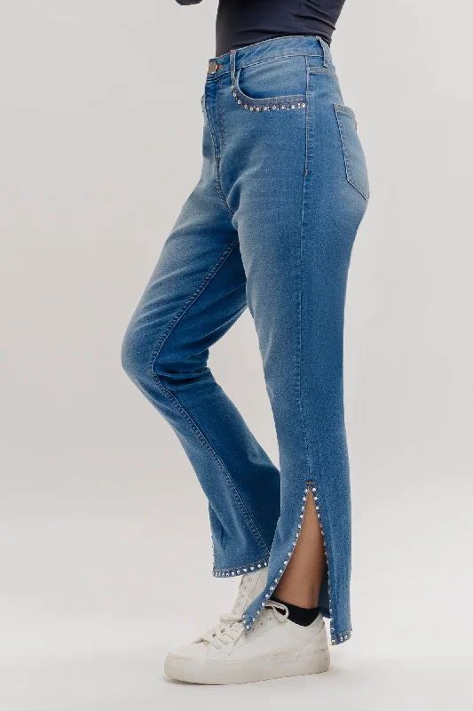 women's denim jeans for special occasionsBlue Rhinestone Bootcut Jeans