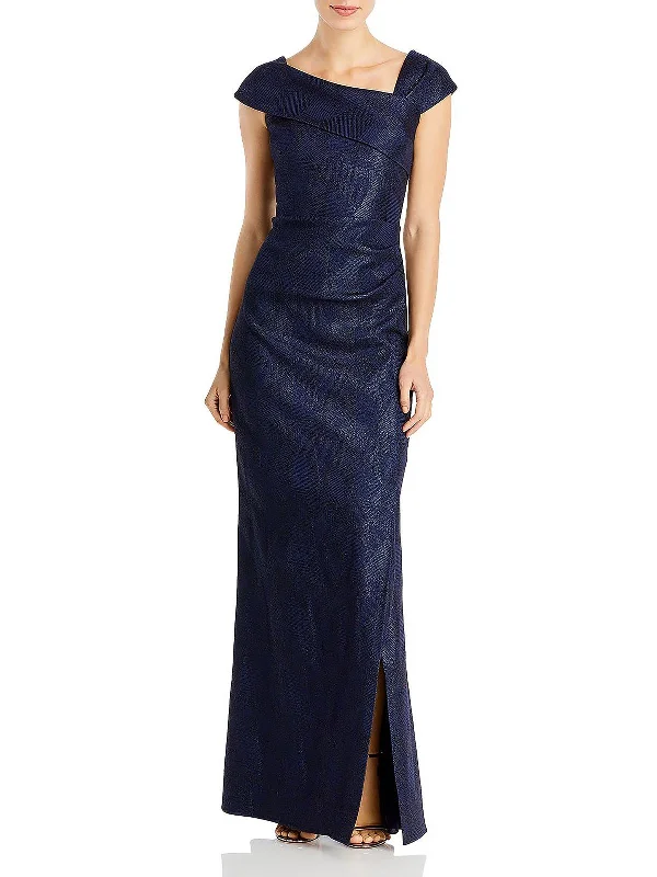 stylish party dressesWomens Metallic Asymmetric Evening Dress