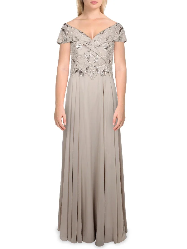 vintage party dressesWomens Chiffon Embellished Evening Dress