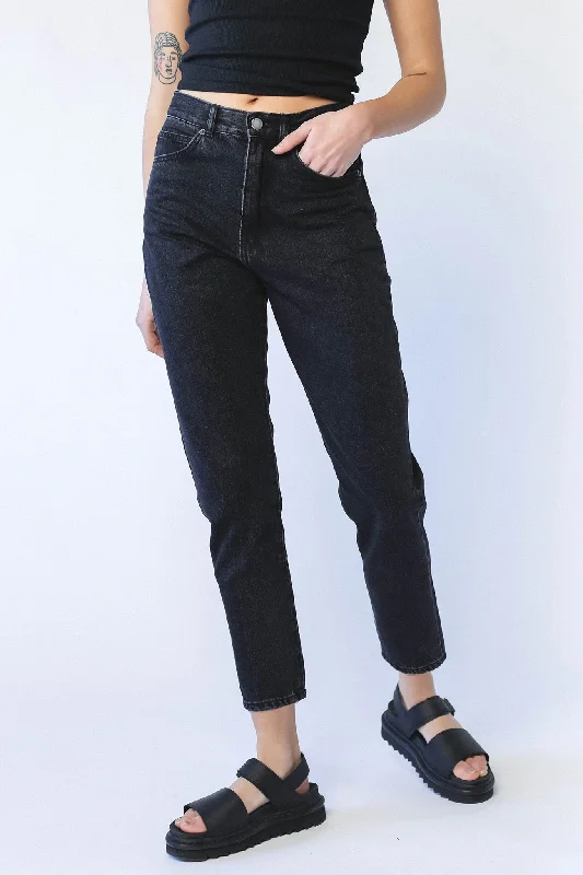 women's denim jeans with distressed back pocketsDR DENIM Nora Jeans Black Retro