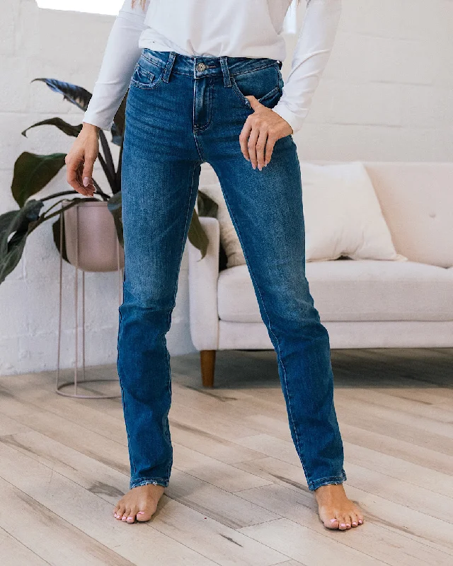 women's denim jeans with ripped kneesVervet All I Need Non Distressed Straight Jeans FINAL SALE