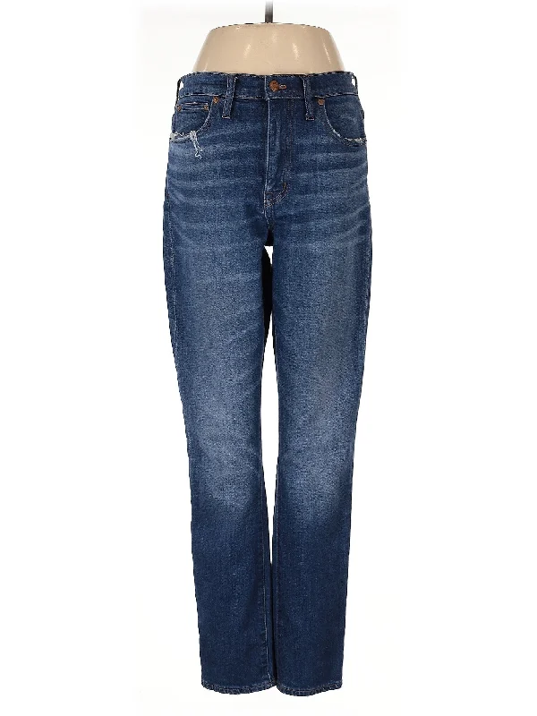 women's denim jeans with animal printsHigh-Rise Straight-leg Jeans in Medium Wash