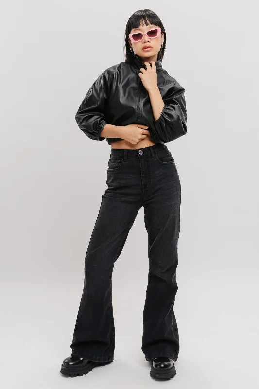 women's denim jeans with cotton blendPitch Black Bootcut Jeans