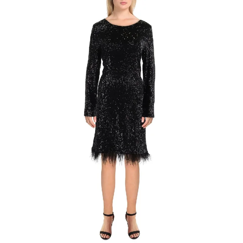 winter party dresses (with tights)Womens Sequined Fringe Cocktail And Party Dress