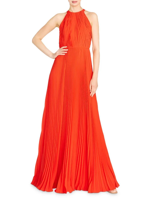 stretchy party dressesWomens Pleated A-Line Evening Dress