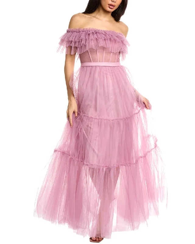 sustainable party dressesBCBGMAXAZRIA Tiered Tulle Evening Dress