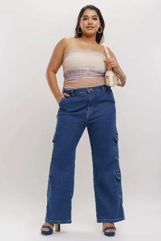 women's denim jeans for a glamorous eveningIndigo Blue Cargo