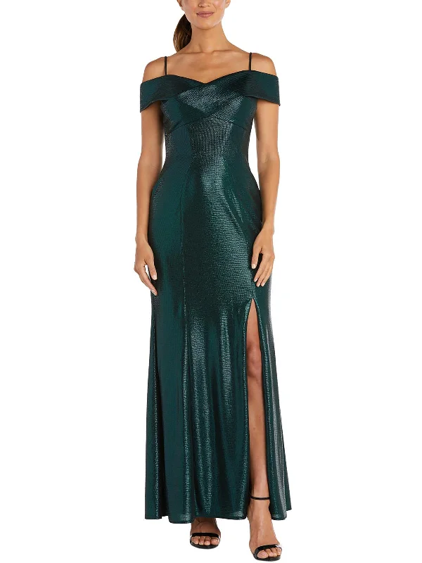 animal print party dressesWomens Shimmer Metallic Evening Dress