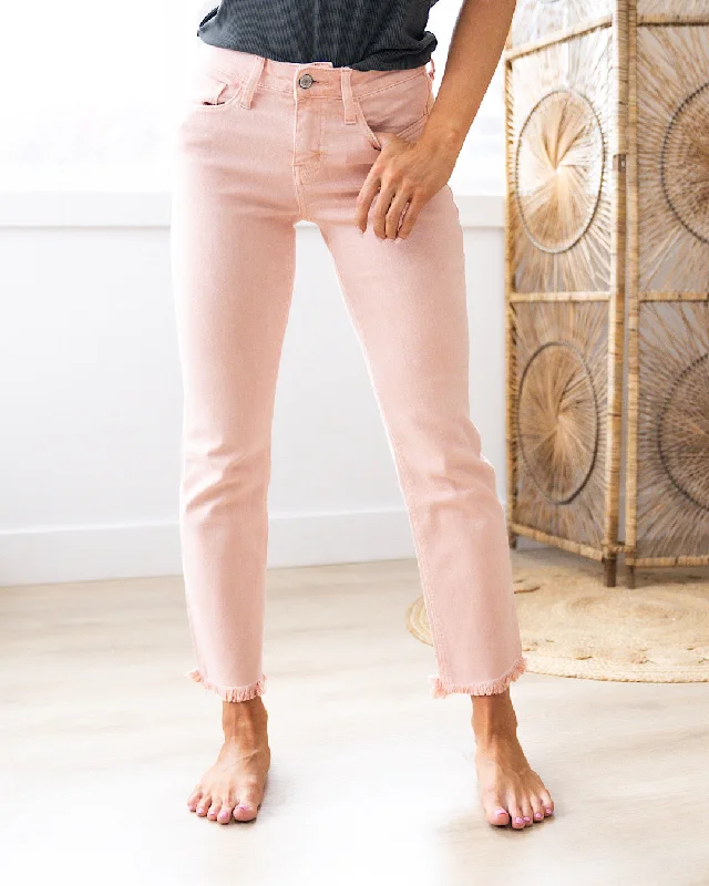 women's cropped denim jeansVervet Tiff Non Distressed Straight Jean - Powder Pink