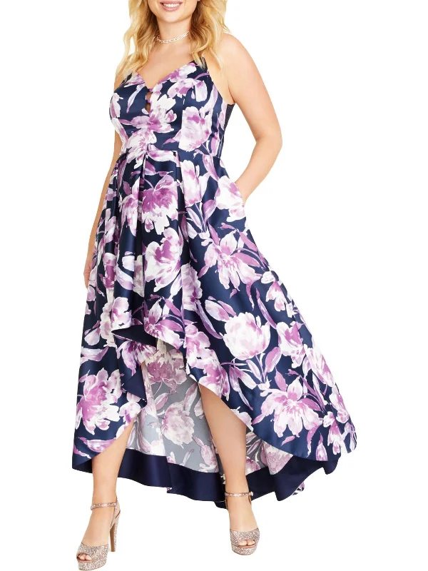 bridesmaid party dressesPlus Womens Floral Hi-Low Evening Dress