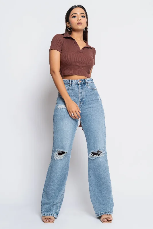 women's denim jeans for summerWilder Distressed Straight Jeans