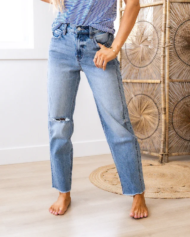 women's denim jeans with zipper-fly closureKanCan Rose Non Distressed 90's Jeans FINAL SALE