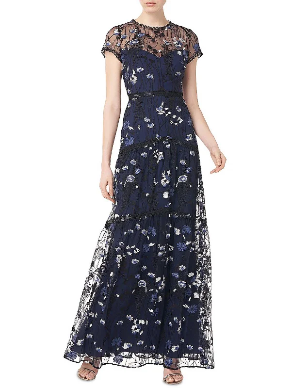 themed party dressesWomens Floral Embroidered Evening Dress