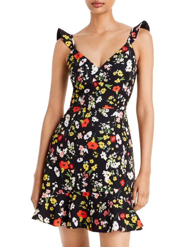 bold color party dressesWomens Crepe Floral Print Cocktail and Party Dress