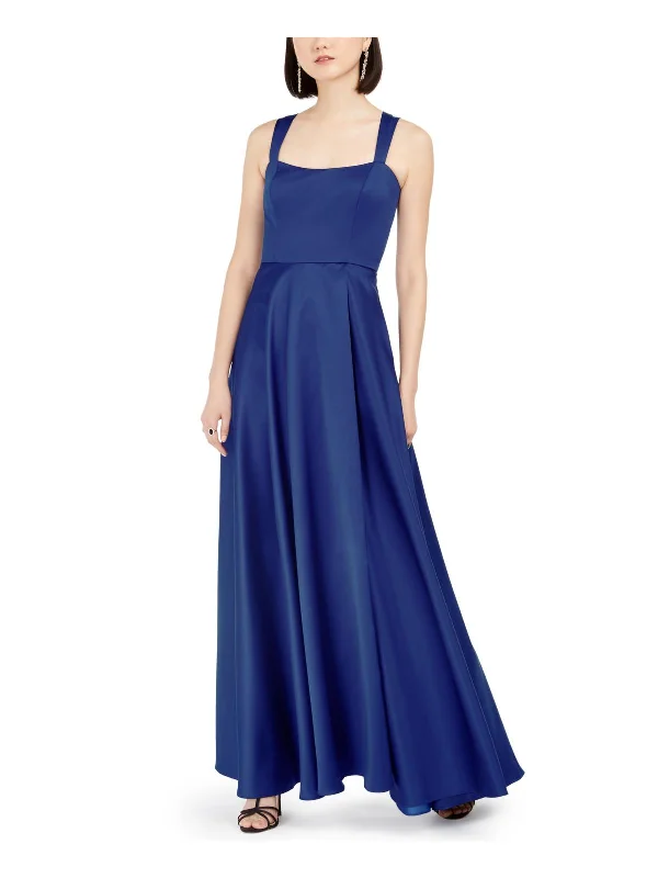 illusion-sleeve party dressesPetites Womens Satin Long Evening Dress