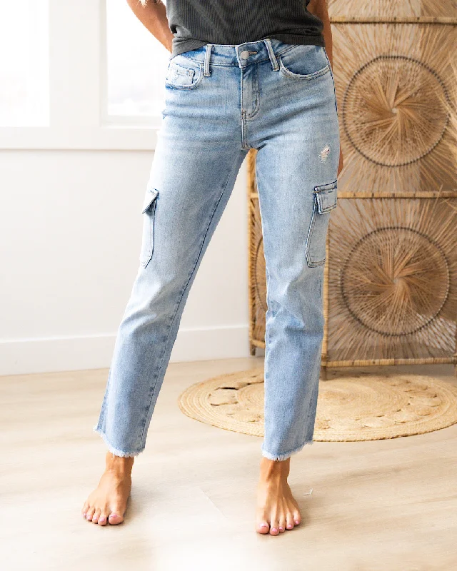 women's blue denim jeansLovervet So Promising Straight Cargo Jeans