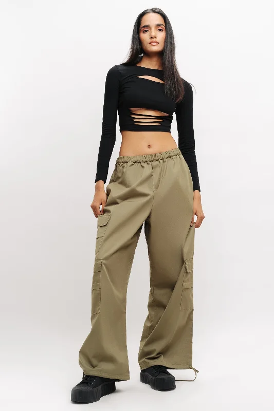 women's denim jeans with distressed hemsOlive Baggy Pants