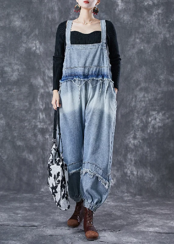 women's jumpsuits for yogaClassy Blue Oversized Patchwork Denim Jumpsuit Summer