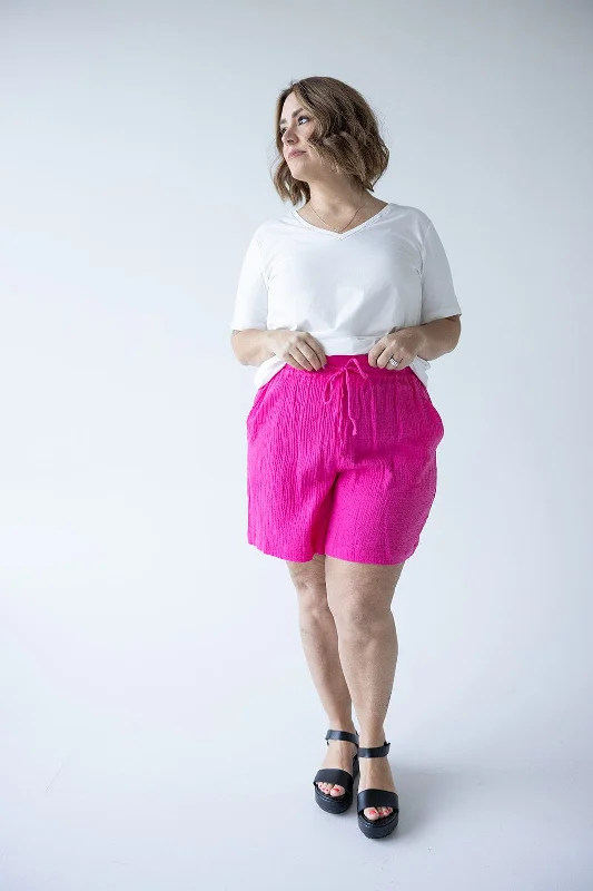 women's party shortsTEXTURED COTTON SHORTS IN AZALEA