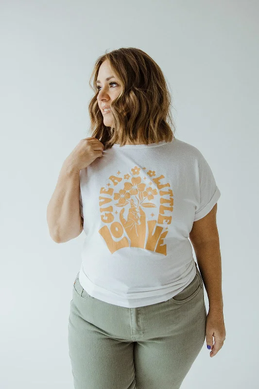 women's T-shirts with pastel colors"GIVE A LITTLE LOVE" GRAPHIC TEE