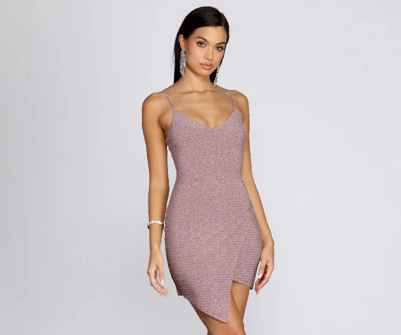 designer-inspired Mimi dresses for luxury on a budgetGlitter Wrap Stylish Knit Mini Dress