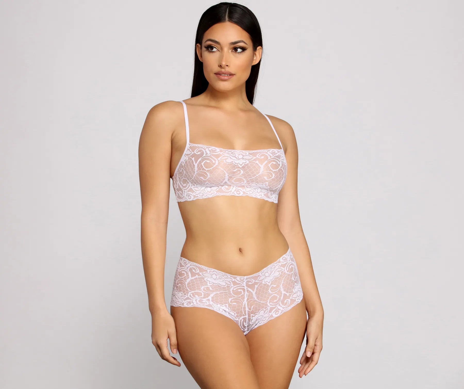 women's affordable shortsSheer Appeal Lace Bralette And Boy Shorts Set