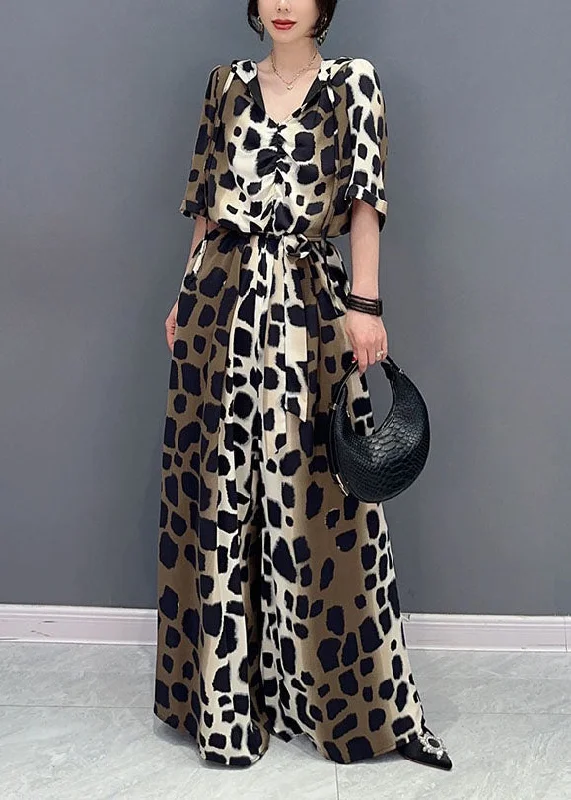 women's jumpsuits for date nightsWomen Colorblock Leopard Pockets Patchwork Cotton Jumpsuit Summer