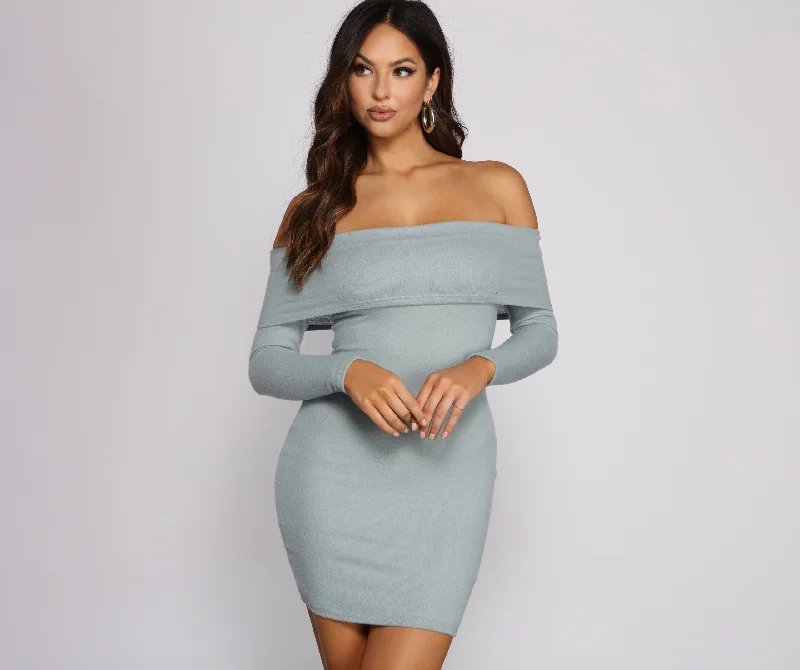 tall women Mimi dresses that fitKeep It Chill Off Graceful The Shoulder Mini Dress