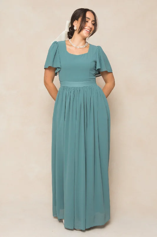 women's satin dressesAbbie Dress in Seaglass Chiffon