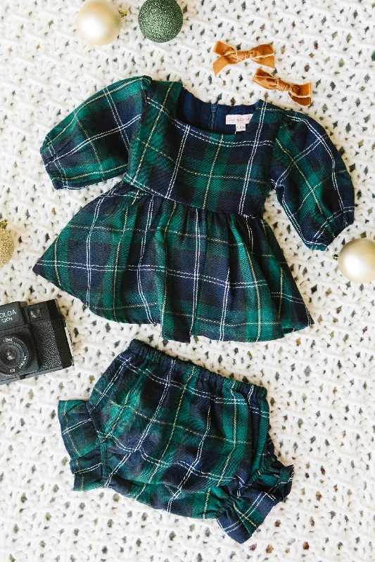 women's machine-washable dressesBaby Connie Dress Set in Navy Plaid