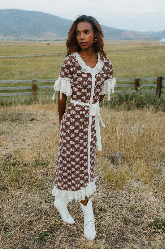 women's off-the-shoulder dressesBecca Crochet Dress in Brown