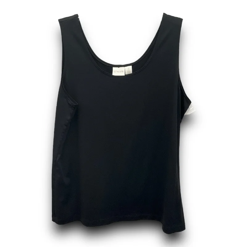 women's tops for those who want to add a touch of sophistication to their casual attireBlack Top Sleeveless Chicos, Size L