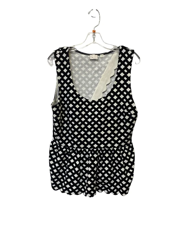 women's tops for creating capsule wardrobesBlack & White Top Sleeveless Anthropologie, Size Xl