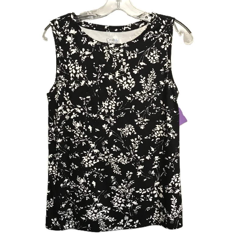 women's tops with sheer overlaysBlack & White Top Sleeveless By Croft And Barrow, Size: M