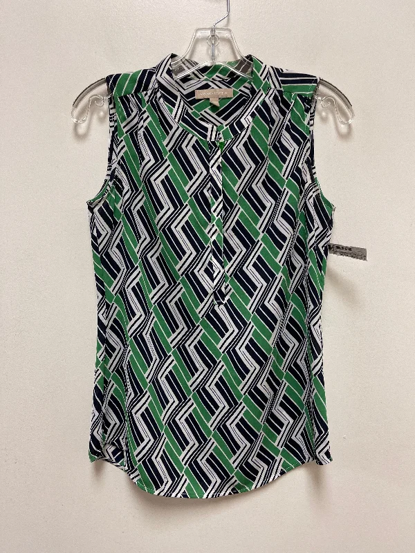 women's tops for those who want to show off their figure in a flattering wayBlue & Green Top Sleeveless Banana Republic, Size Xs