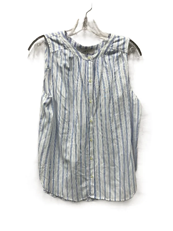 women's tops with sequin embellishmentsBlue & White Top Sleeveless By Loft, Size: S