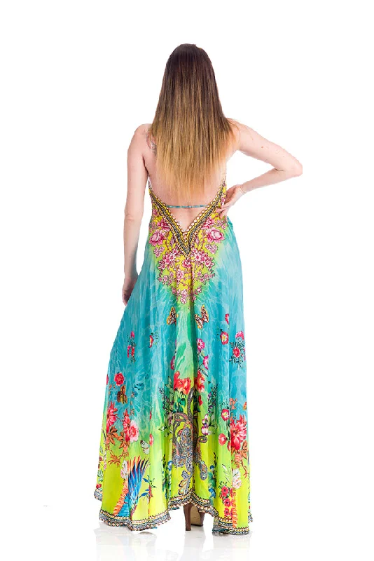 women's maxi dressesHawaii dress, floral dress yellow/green