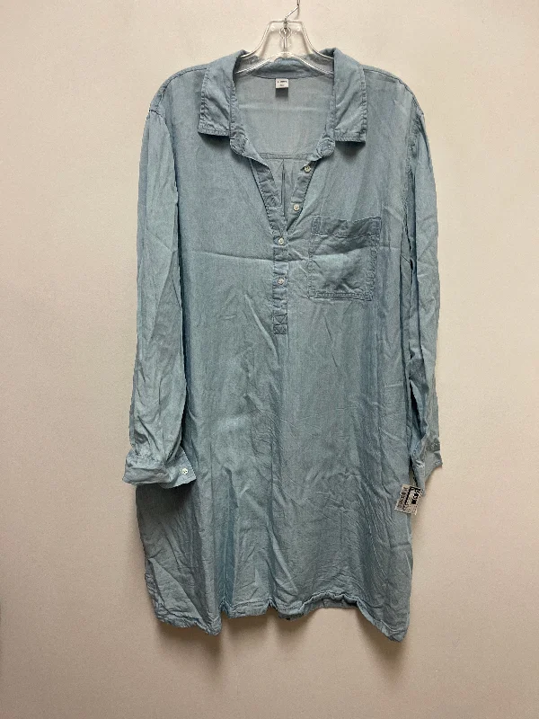 women's apple-shaped body dressesDress Casual Short By Old Navy In Blue Denim, Size: 2x