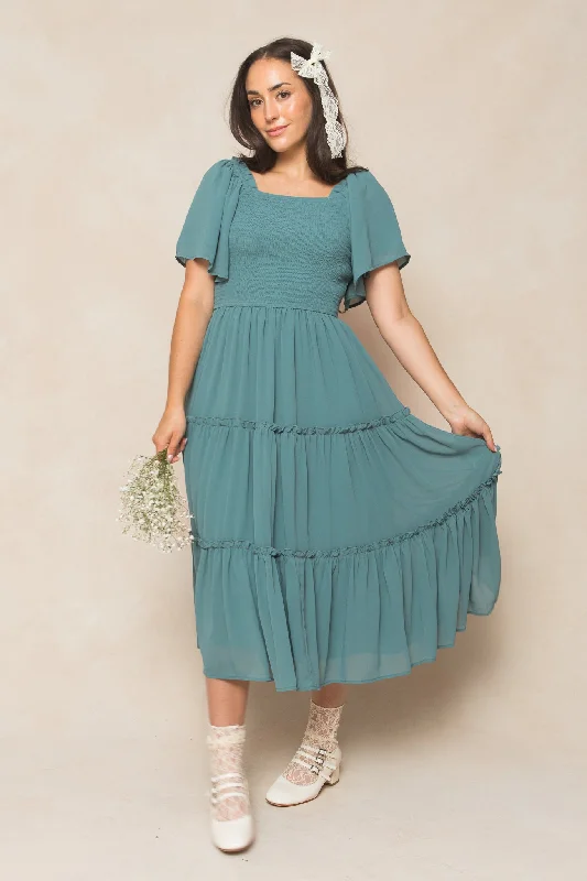 women's denim dressesEllie Dress in Seaglass Chiffon