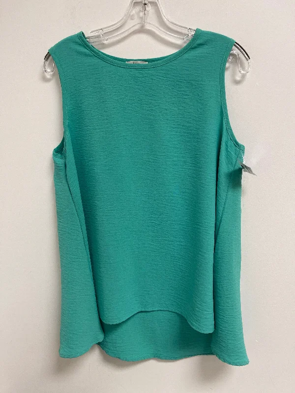 women's tops with ruffled hemsGreen Top Sleeveless Jodifl, Size M