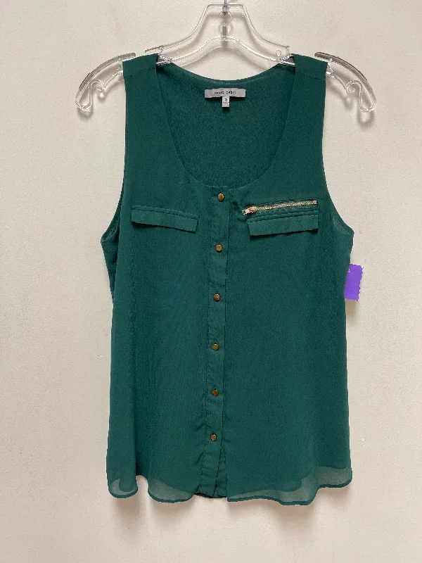 women's tops in solid colorsGreen Top Sleeveless Naked Zebra, Size S