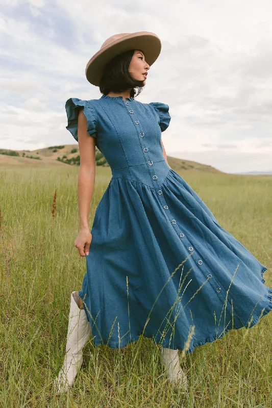 women's silk dressesNelly Dress in Denim