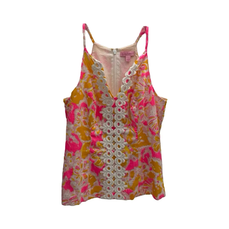 women's tops for boho-chic stylesOrange & Pink Top Sleeveless Lilly Pulitzer, Size 2