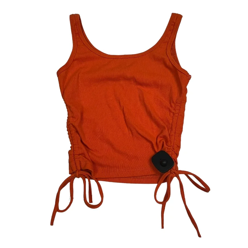 chic women's tops for everyday wearOrange Top Sleeveless Basic Cme, Size M