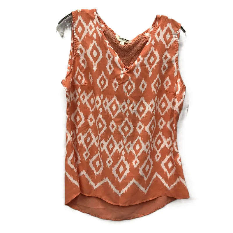 women's tops with spaghetti straps and deep V-necksOrange Top Sleeveless By TANTRUMS, Size: L