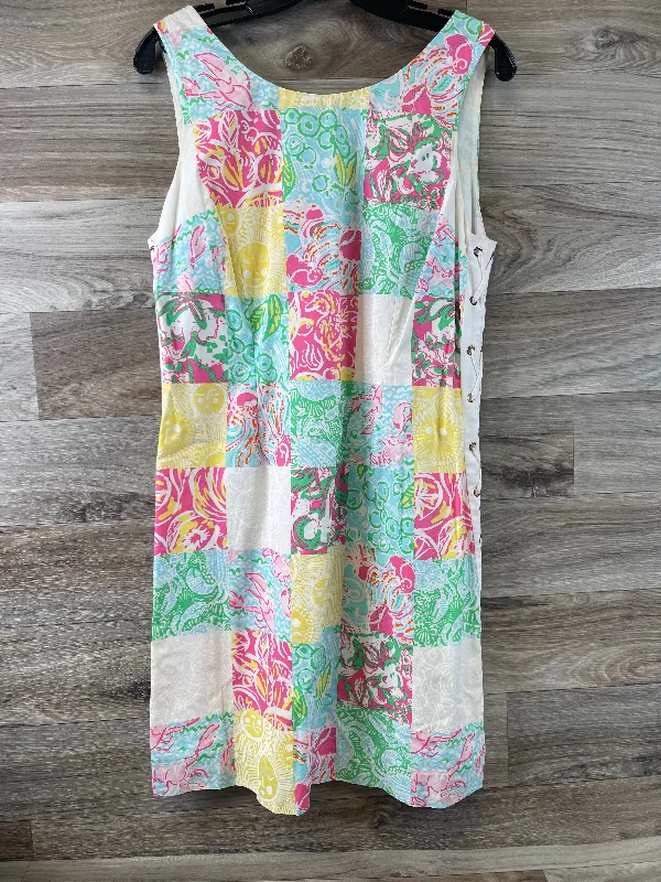 women's sleeveless dressesPink & Yellow Dress Designer Lilly Pulitzer, Size L