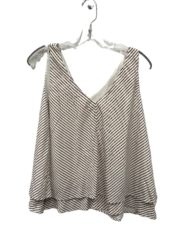 women's tops with embroidery detailsRed & White Top Sleeveless By Loft, Size: S