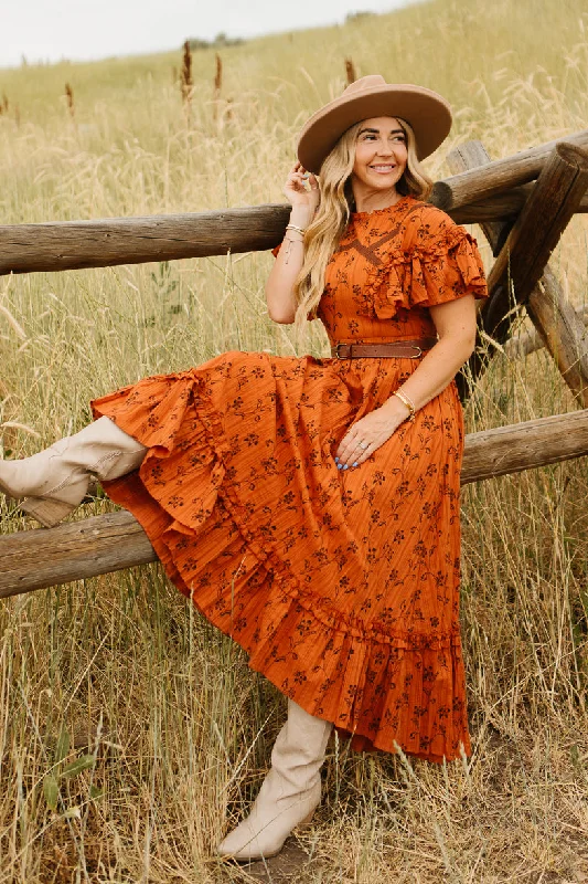 women's cold-shoulder dressesShae Dress in Burnt Orange - FINAL SALE