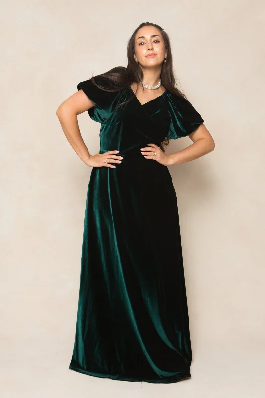 women's retro dressesTessie Dress in Emerald Velvet