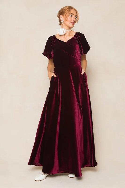 women's cotton dressesTessie Dress in Wine Velvet